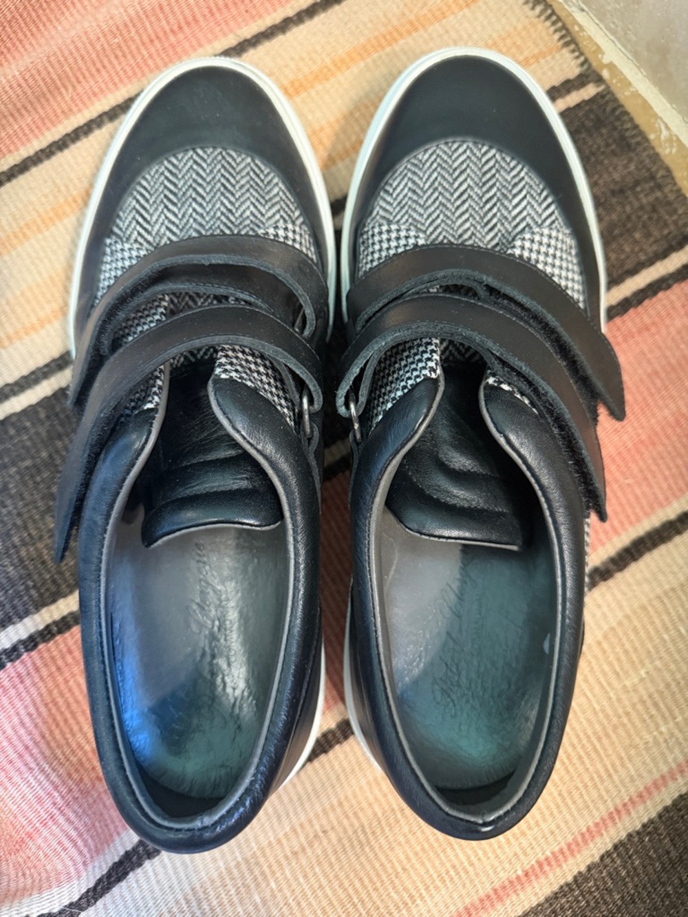 Robert Clergerie Communal sneakers Black Herringbone houndstooth 39.5 9.5